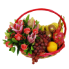 Fruits Basket - Roses, Lilies, Grapes, bananes Etc.