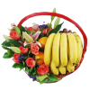 Fruits Basket - Roses, Lilies, Bananas, Oranges etc.