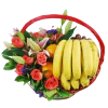 Fruits Basket - Roses, Lilies, Bananas, Oranges etc.