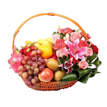 Fruits Basket - Roses, Lilies, Grapes, Kiwis etc. Fruits Basket - Roses, Lilies, Grapes, Kiwis etc.