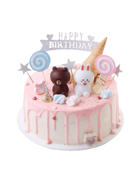 Fresh Cream Birthday Cake Brown Bear & Bunny