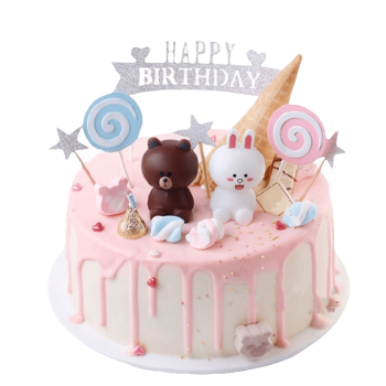 Brown Bear & Bunny Cream Cake