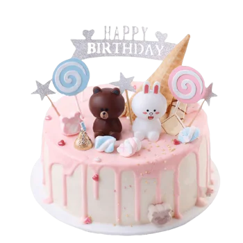 Brown Bear & Bunny Cream Cake