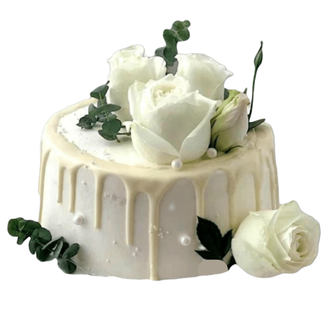 Fresh Cream Birthday Cake White Rose