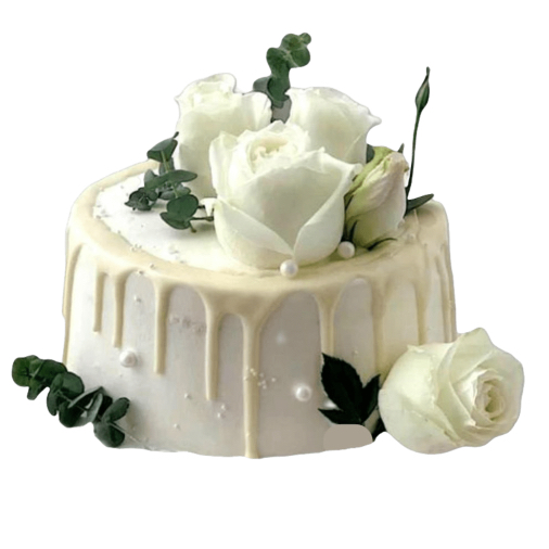 Fresh Cream Birthday Cake White Rose