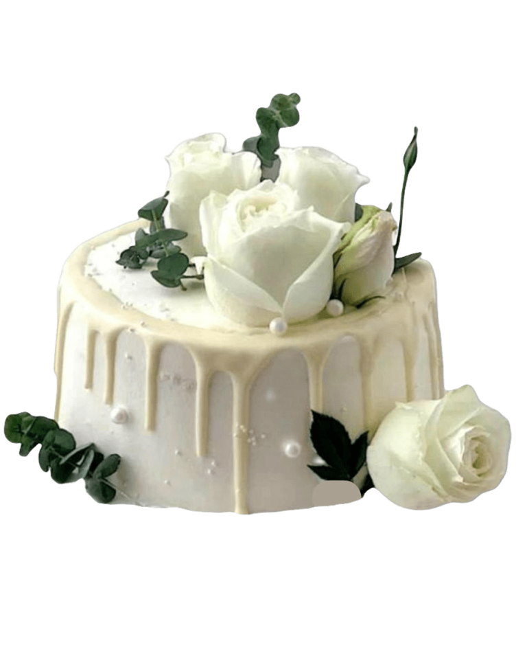 Fresh Cream Birthday Cake White Rose