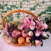 Fruits Basket - Roses, Lilies, Grapes, bananes Etc.