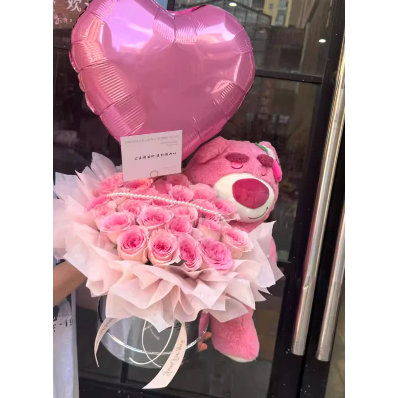 Sweet Embrace – Pink Roses & Teddy Bucket Sweet Embrace – Pink Roses & Teddy Bucket