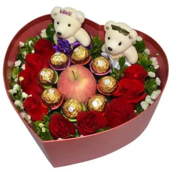 Sweetheart Red Rose Chocolate Apple Box Sweetheart Red Rose Chocolate Apple Box