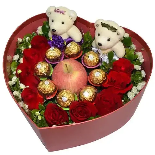 Sweetheart Red Rose Chocolate Apple Box Sweetheart Red Rose Chocolate Apple Box
