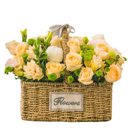 Mixed Flowers Basket of Champagne 