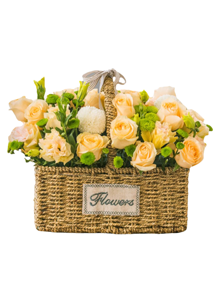 Mixed Flowers Basket of Champagne a