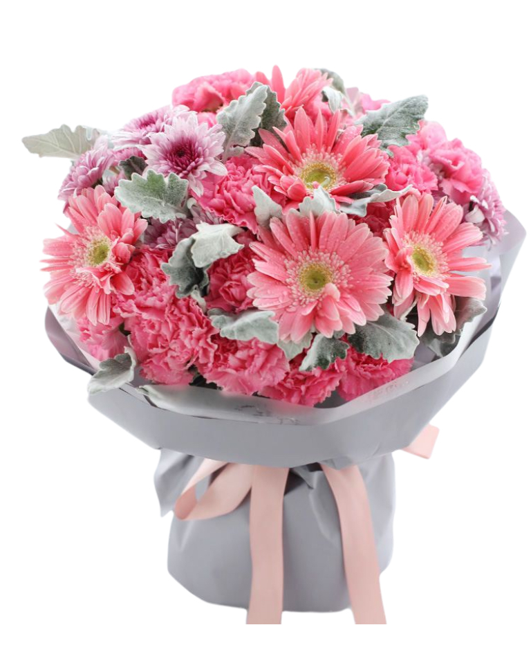 Mixed Flowers Bouquet of Pink Carnations, Gerbera etca