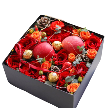 Christmas Flowers Gift Box - Merry Christmas Xmas