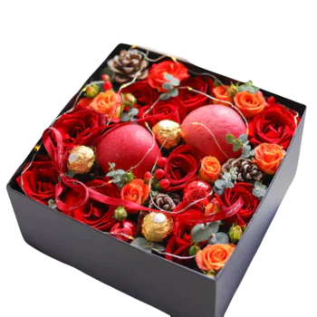 Christmas Flowers Gift Box - Merry Christmas Xmas Christmas Flowers Gift Box - Merry Christmas Xmas