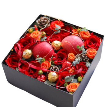Christmas Flowers Gift Box - Merry Christmas Xmas