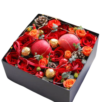 Christmas Flowers Gift Box - Merry Christmas Xmas