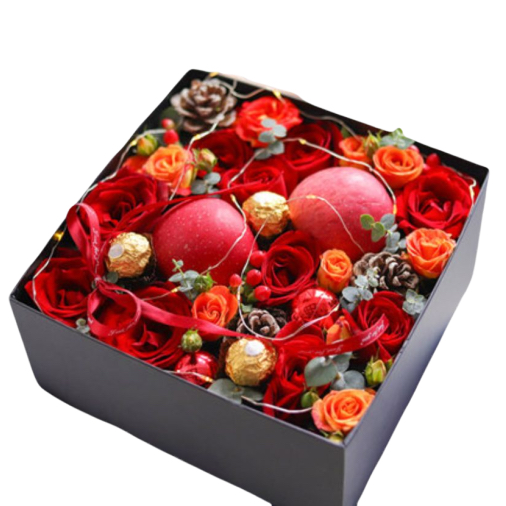 Christmas Flowers Gift Box - Merry Christmas Xmas