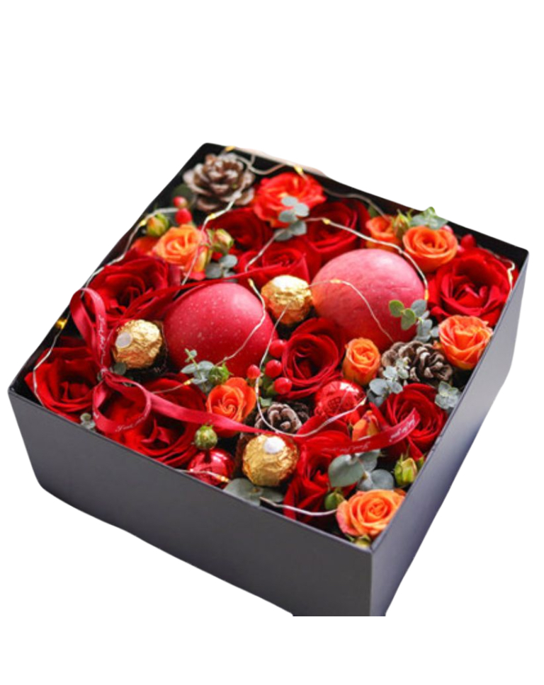 Christmas Flowers Gift Box - Merry Christmas Xmasa