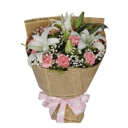 11 Pink Carnations with 6 Lilies