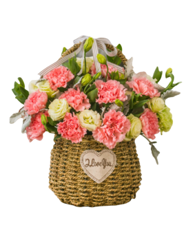 19 Pink Carnations in Basket 