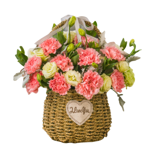 19 Pink Carnations in Basket 