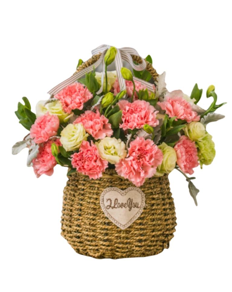 19 Pink Carnations in Basket a