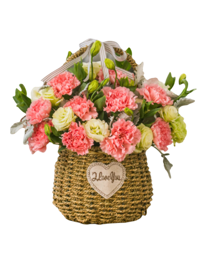 19 Pink Carnations in Basket 