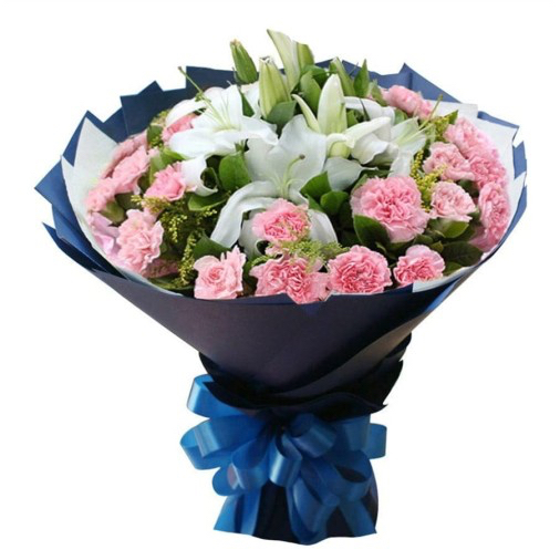 20 Pink Carnations with 6 Lilies