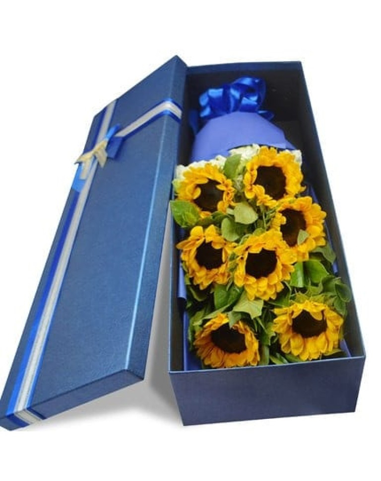 7 Sunflowers in Luxury Boxa