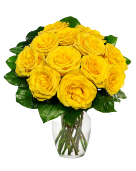 11 Yellow Roses in Vase