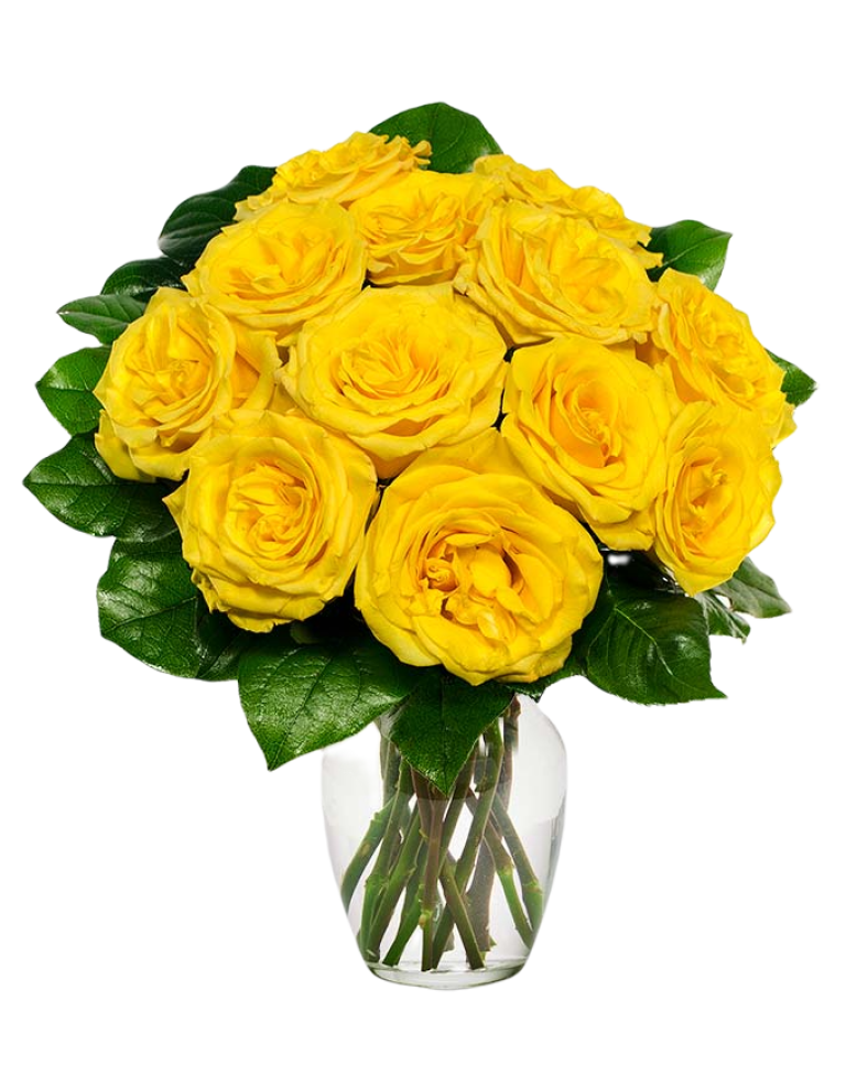 11 Yellow Roses in Vase