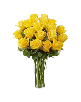 20 Yellow Roses in Vase