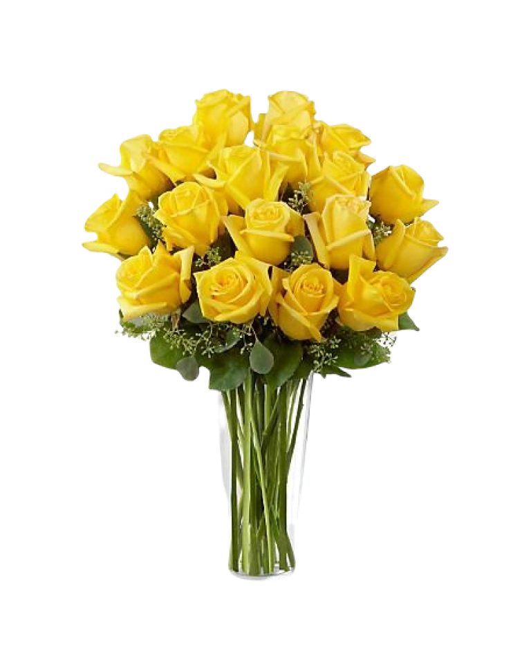 20 Yellow Roses in Vase