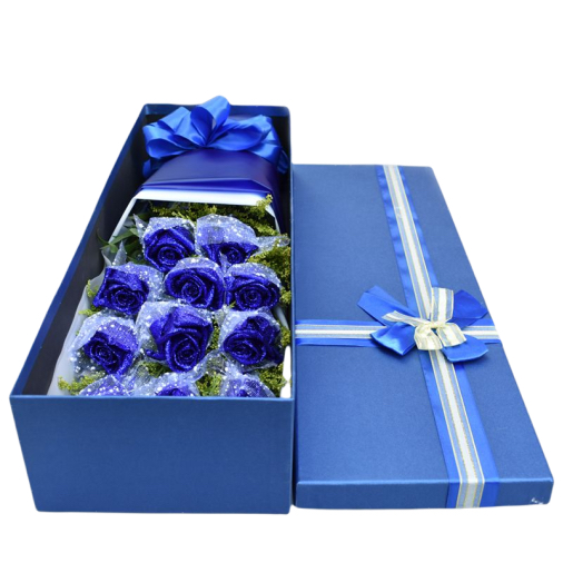 11 Blue Roses in Luxury Box