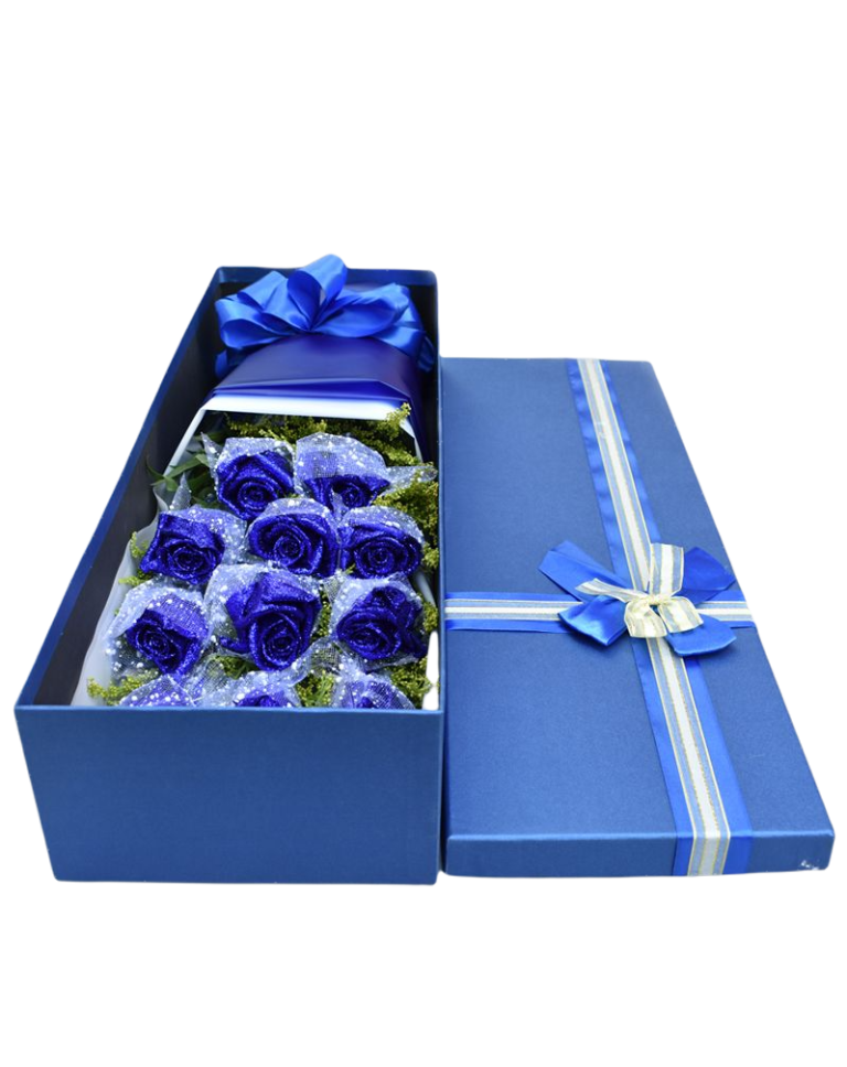 11 Blue Roses in Luxury Box