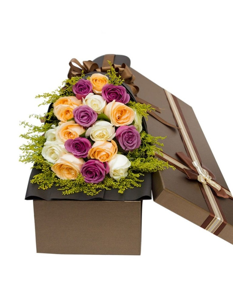 20 Mixed Roses in Luxury Boxa