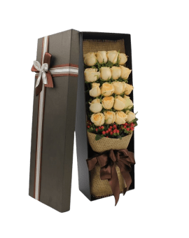 20 Champagne Roses in Luxury Box