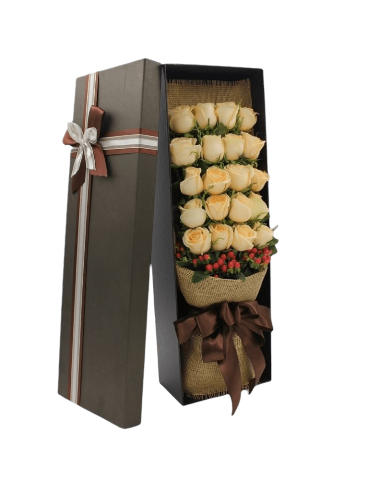 20 Champagne Roses in Luxury Boxa