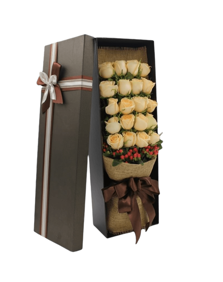 20 Champagne Roses in Luxury Box