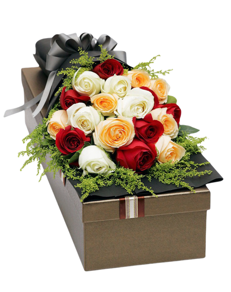 20 Mixed Roses in Luxury Boxa