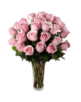 2 Dozen Pink Roses in Vase