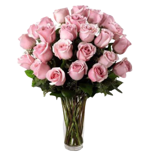 2 Dozen Pink Roses in Vase