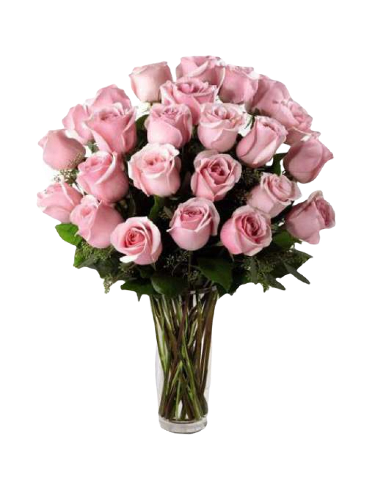 2 Dozen Pink Roses in Vasea