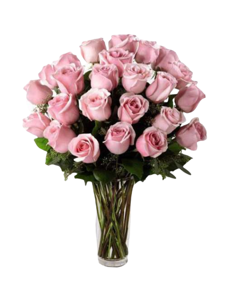 2 Dozen Pink Roses in Vase