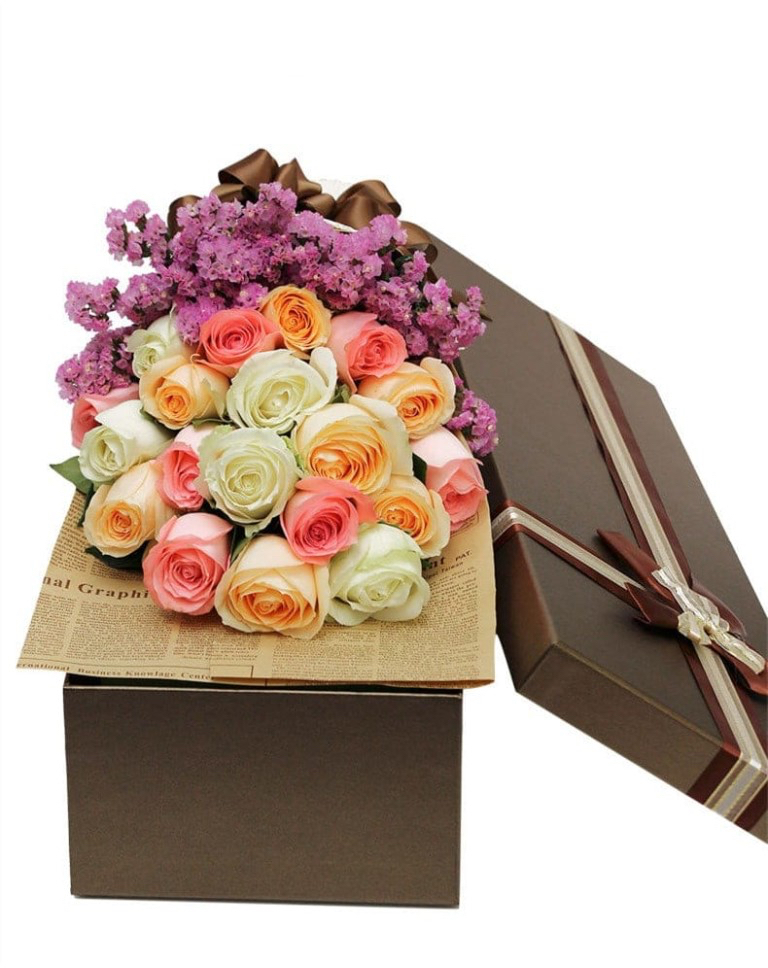 20 Mixed Roses in Luxury Boxa