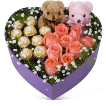 Pink Roses with Ferrero Rocher Chocolates