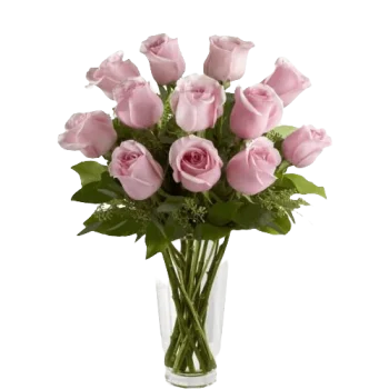 Dozen Pink Roses in Vase