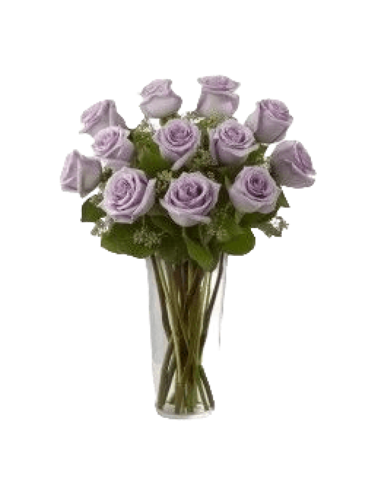 11 Purple Roses in Vase