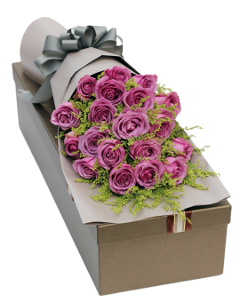 19 Purple Roses in Luxury Box